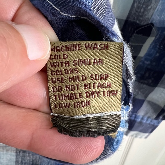 Ashley Western Style Blue Plaid Long Sleeve Button Down Shirt Size M - Picture 8 of 8